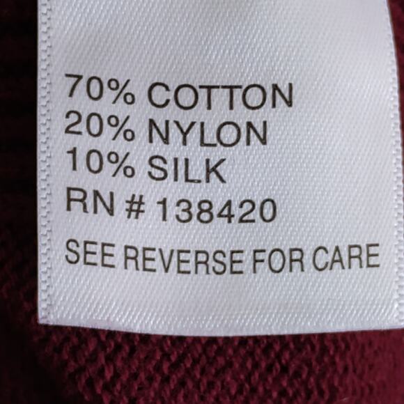 Per Se by Carlisle Fine Knit Top Size XS Burgundy Turtleneck Short Wide Sleeves - Picture 7 of 8